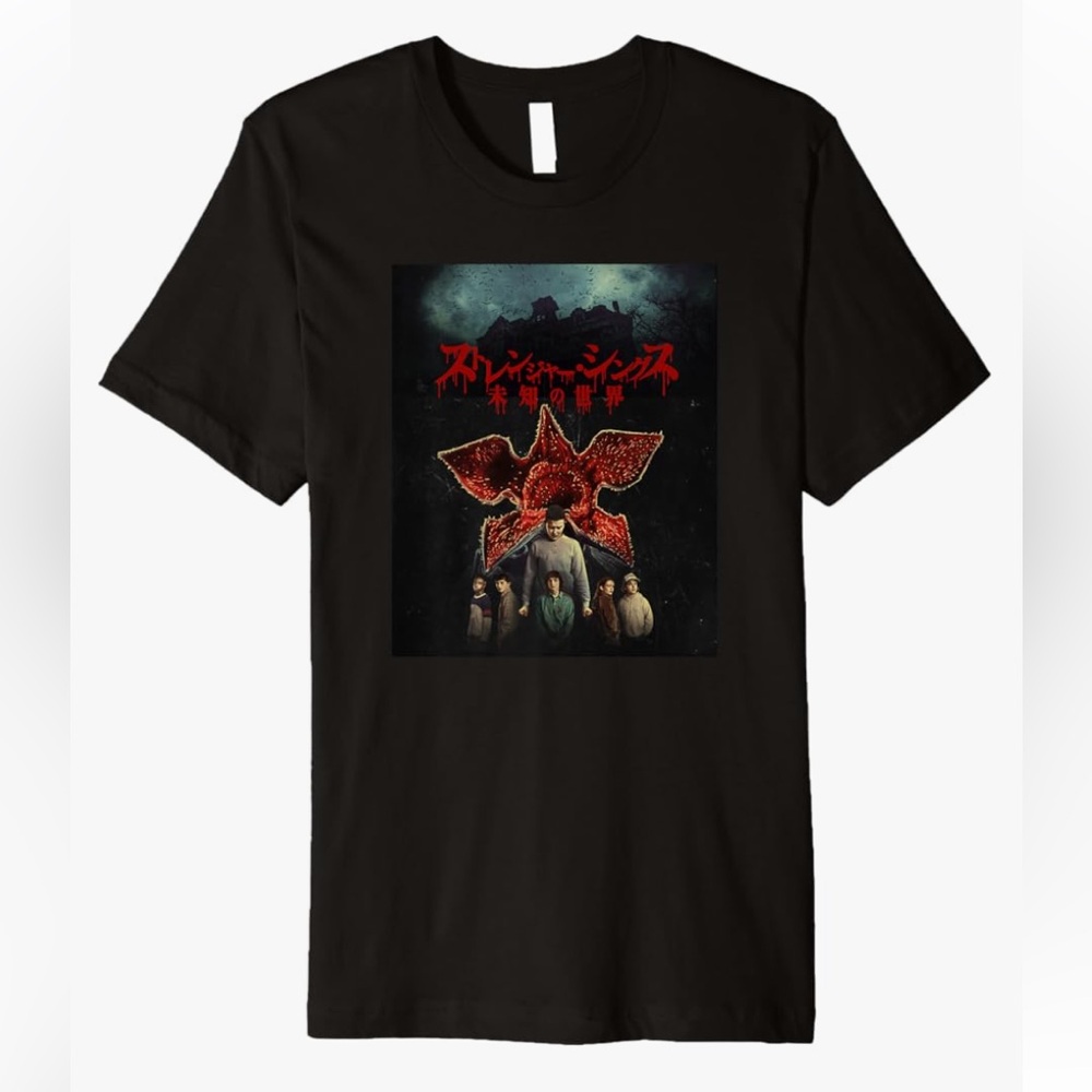 Netflix Stranger Things Group Shot Kanji Premium T-Shirt Men’s Size Large (NWOT)